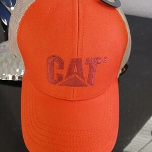 Caterpillar Orange and Tan Cap